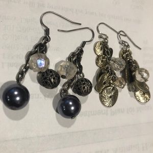 Two Pairs of Dangling Earrings with Beads